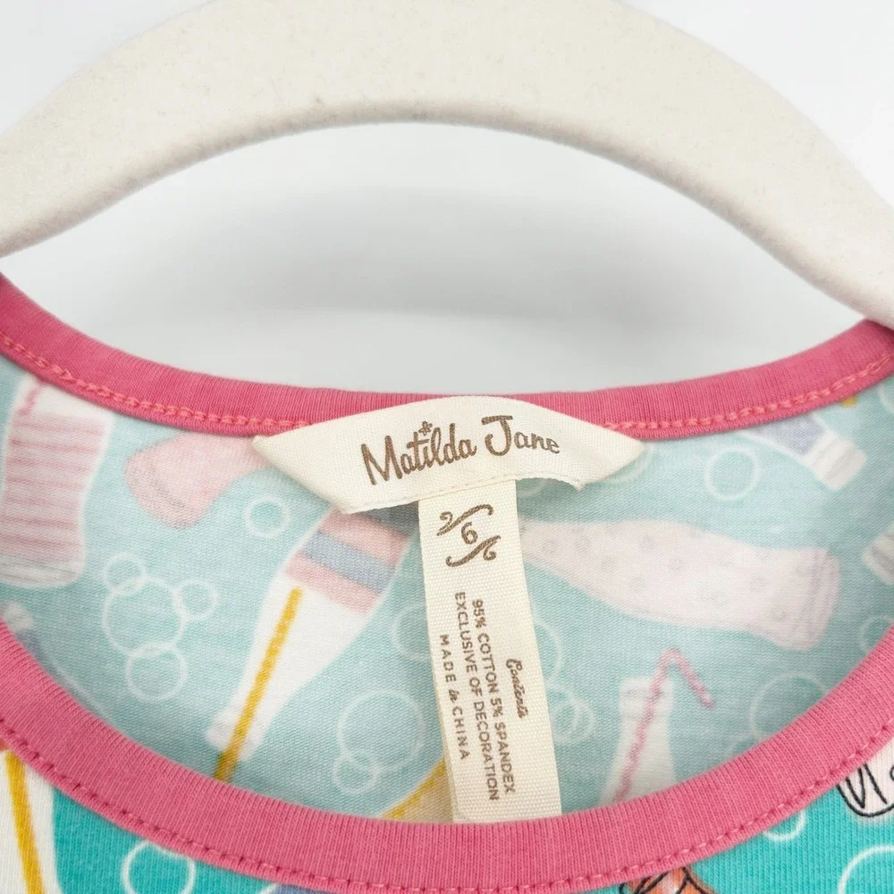 Matilda Jane Girls Soda Pop Lightful Print Smocked Waist‎ Twirly Dress Size 6